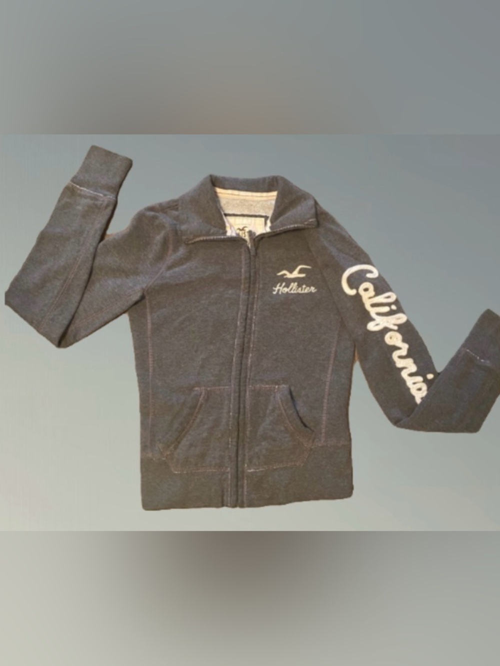 Hollister Kids' Charcoal Gray Full-Zip Hoodie Jacket